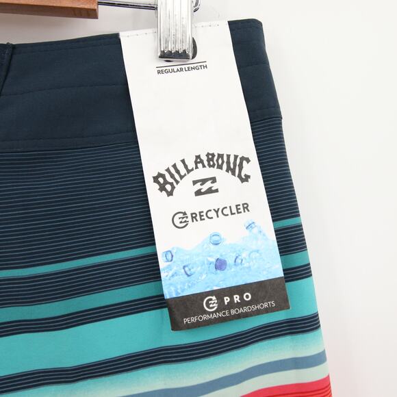 Billabong Swim Trunks Recycler Pro Performance Striped Board Shorts Size 30 NWT - Picture 8 of 13